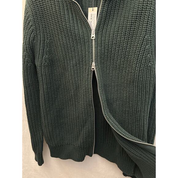 Alex Mill Wright Cardigan Chunky Cotton Dark Spruce Green Full Dbl Zip Small NWT - Picture 5 of 9